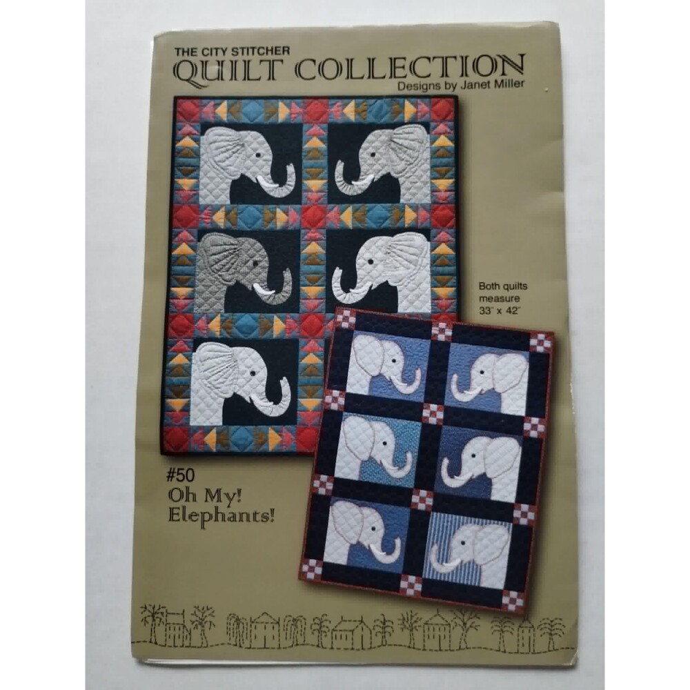 Oh My! Elephants Two Different 32"x42" Quilts Sewing Pattern
